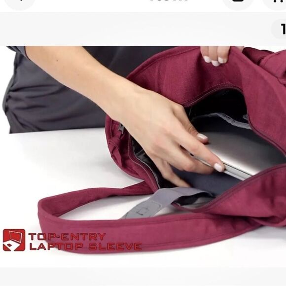 OGIO Burgundy Ladies Function Fashionable Hampton’s Padded Laptop Tote Bag - Picture 6 of 6